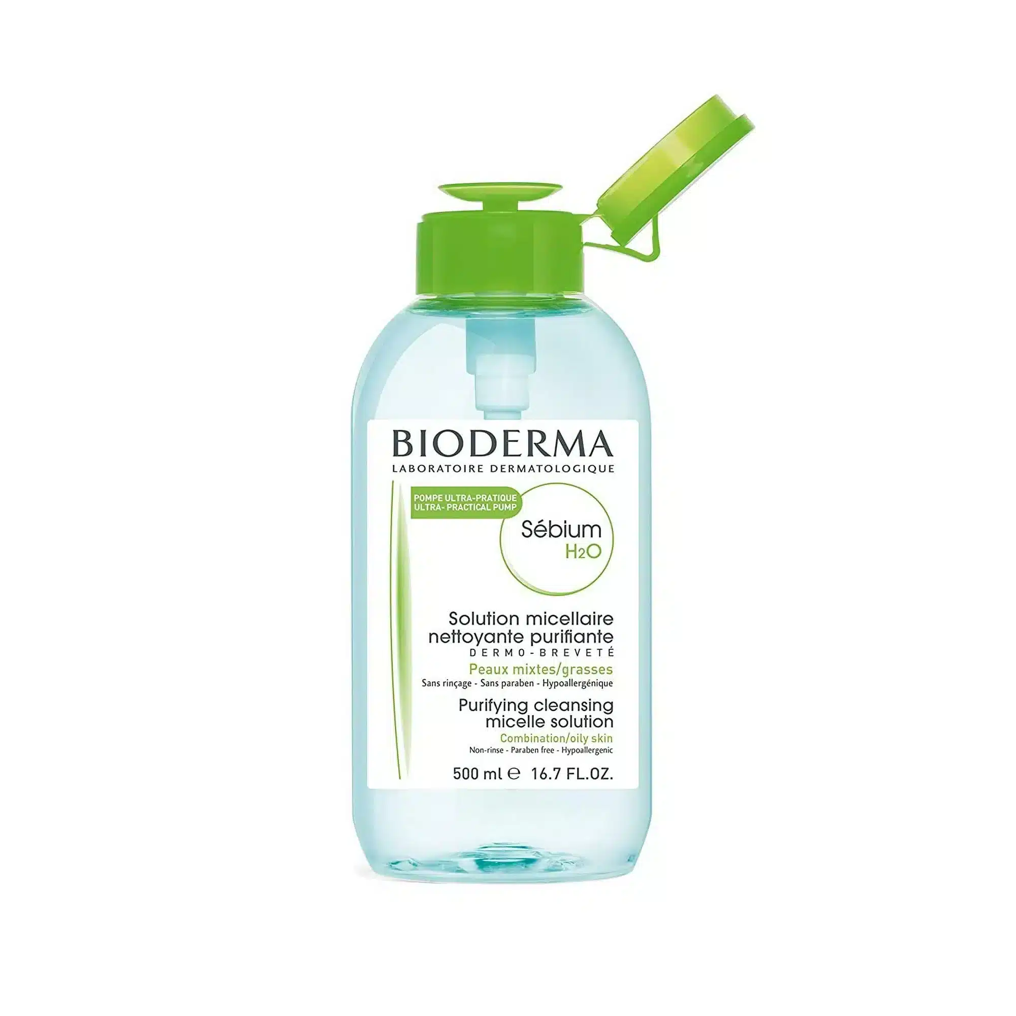 Bioderma-S-bium-H2O-Purifying-Micellar-Cleansing-Water-and-Makeup-Removing-Solution-for-Combination-to-Oily-Skin-16-7-fl-oz_d4b2de46-5da8-4a45-b2f7-511d109e18ae.68e5cdf43e2899bc28473723ed72 میسلار واتر سبز بایودرما | sebium  | پوست چرب | 250ml - Image 2