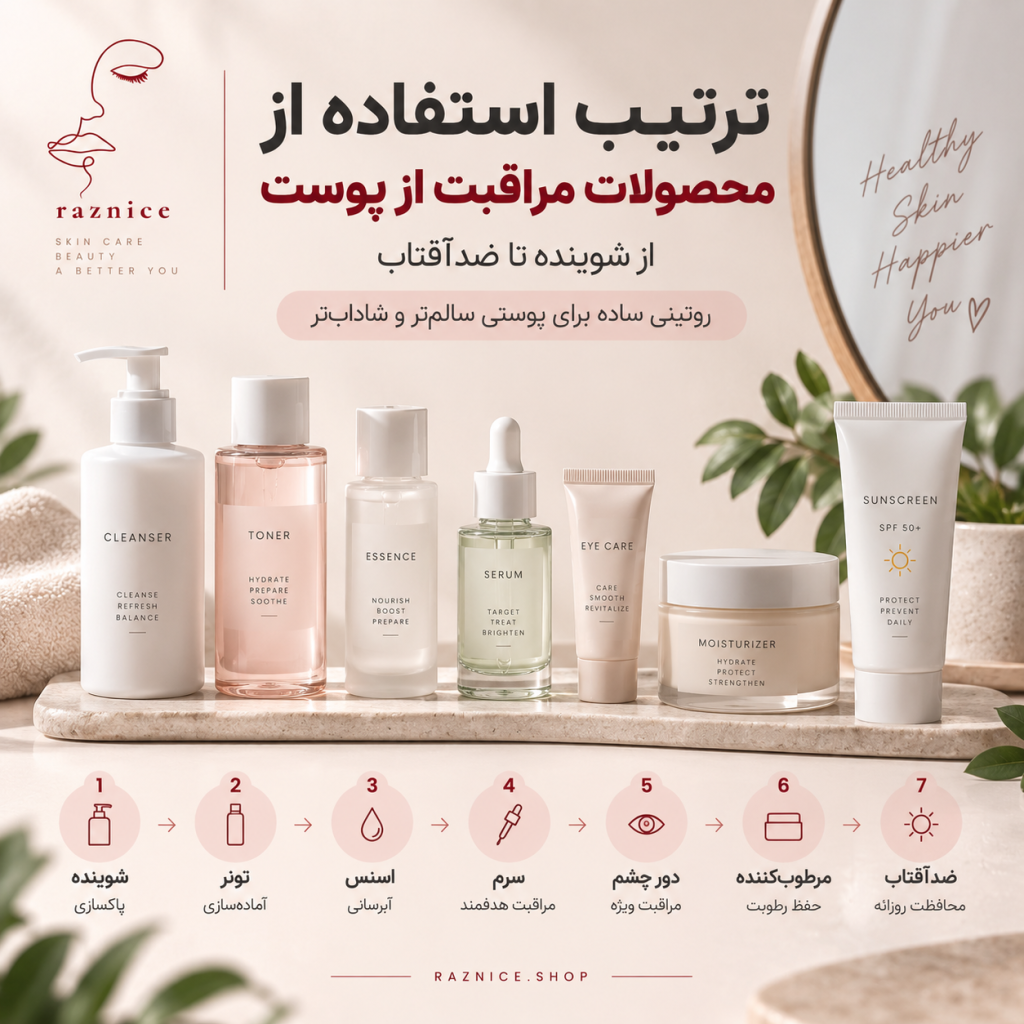 ترتیب صحیح استفاده از محصولات مراقبت از پوست از شوینده تا ضدآفتاب