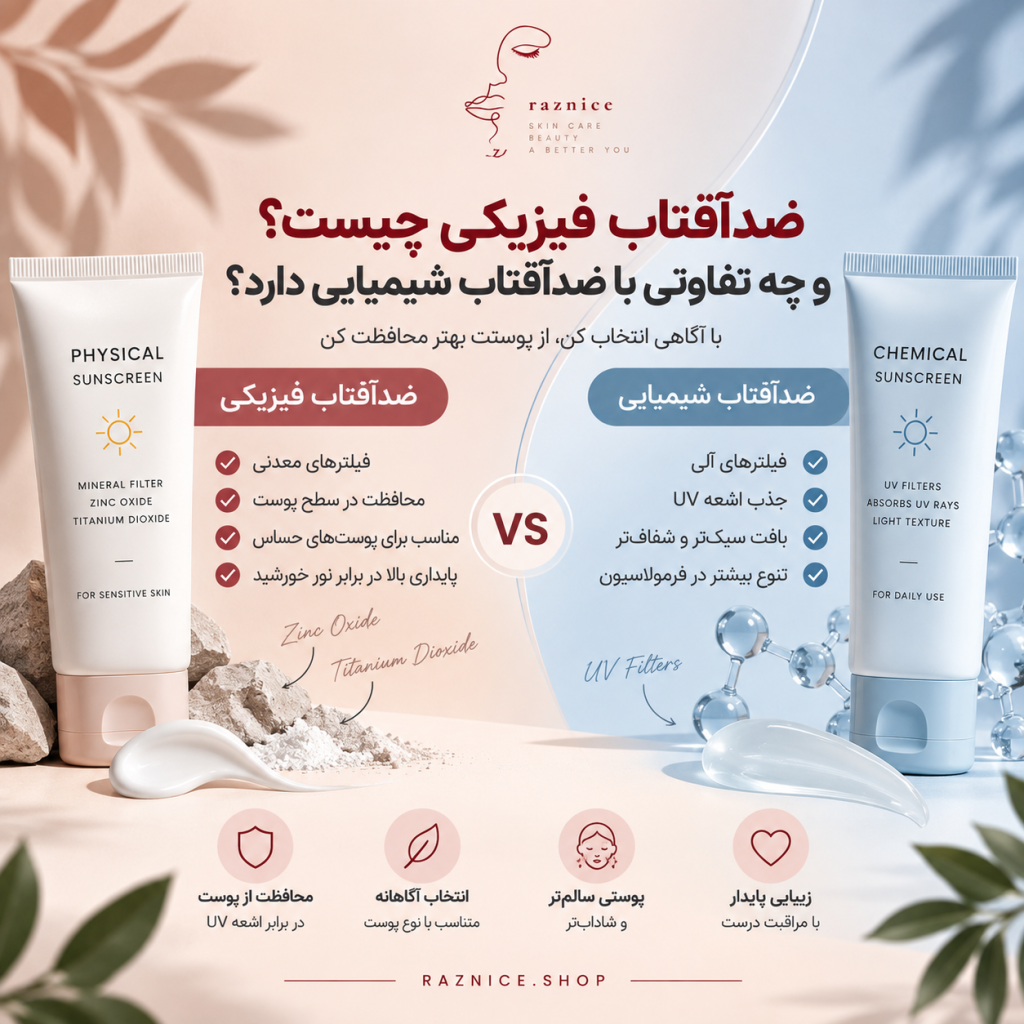 تفاوت ضدآفتاب فیزیکی و شیمیایی و نحوه محافظت در برابر اشعه UV
